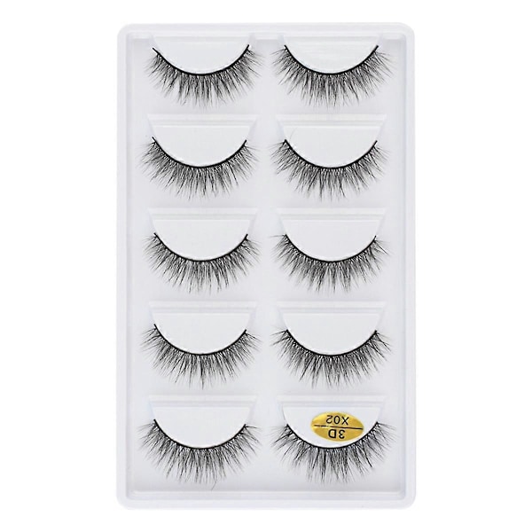 3DX-02 5 Par Naturliga Mjuka 3D Lösögonfransar Handgjorda Falska Ögonfransar Faux Cils Smink