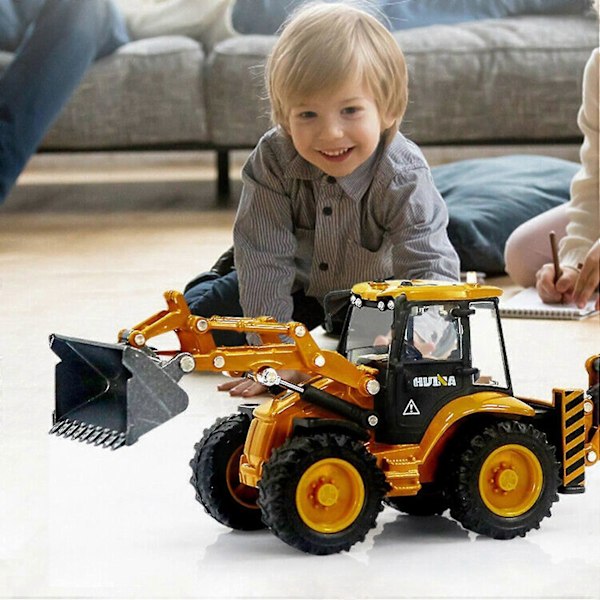 1704 1:50 Model Gravemaskine Front Back Hoe Loader Simulation Støbt Ingeniørkøretøj Modelbil
