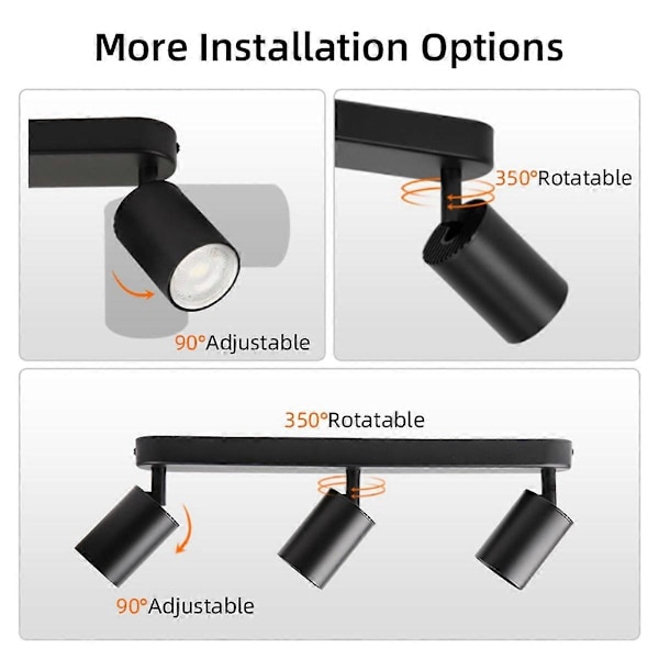 LED Anti-Glare Spotlight Lysekrone Taklampe Soverom Korridor Skinnespotlight for Hjem og Dekor Tre Hoder
