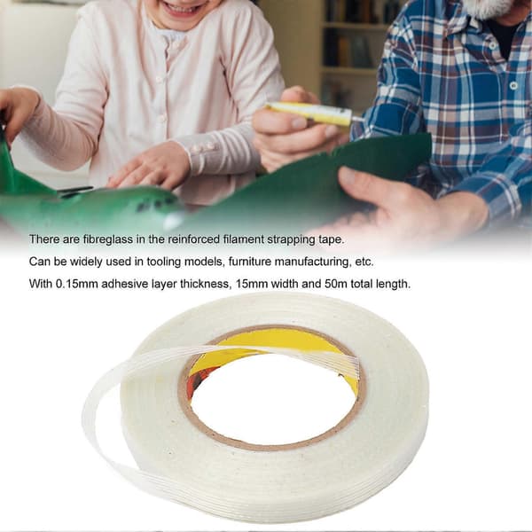 5 st Filamenttejp Transparent Glasfiber Stark Dragkraft för Packning Försegling