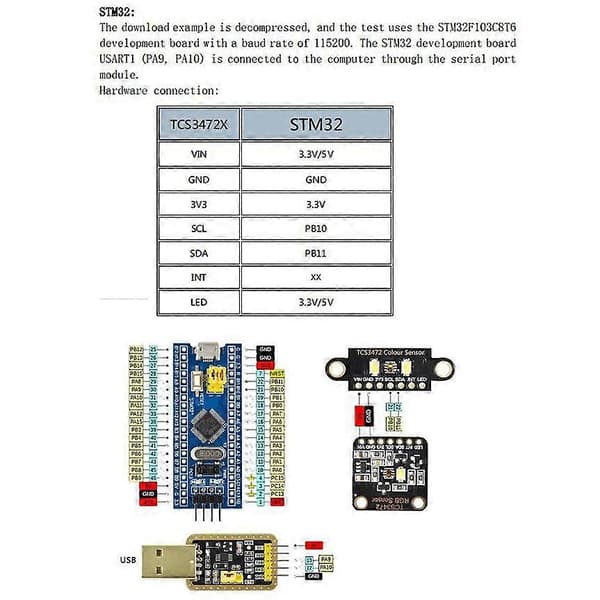Fargegjenkjenningssensor TCS230 TCS3200 Lyssensor RGB for STM32 DC 3.3/5V