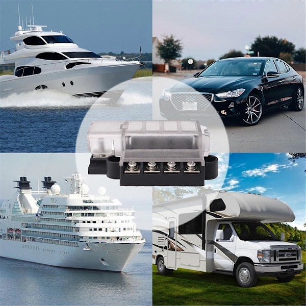 CP-4424 4-vejs sikringsboks Sikring 1 ind 4 ud Isolering Flammehæmmende Vandtæt Transparent sikringsboks til Auto RV Yacht