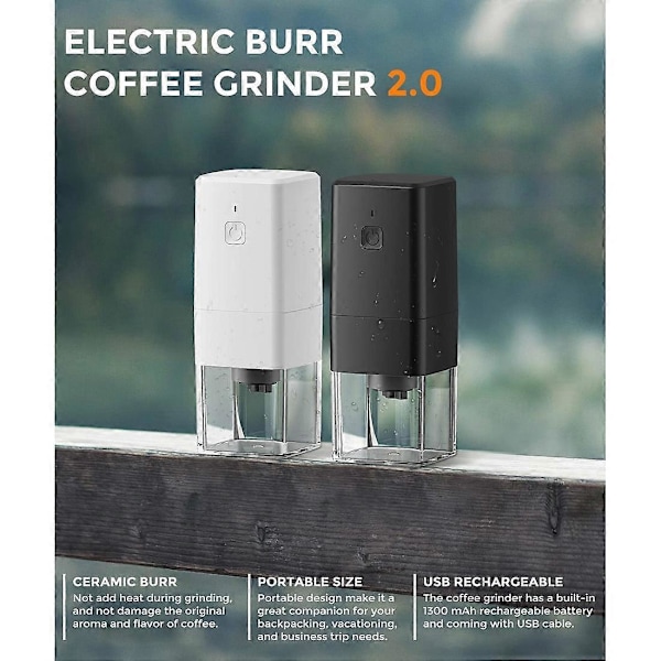 Bærbar Kaffekvern - Liten Elektrisk Kaffebønnekvern - Oppladbar Espressokvern med Flere Innstillinger
