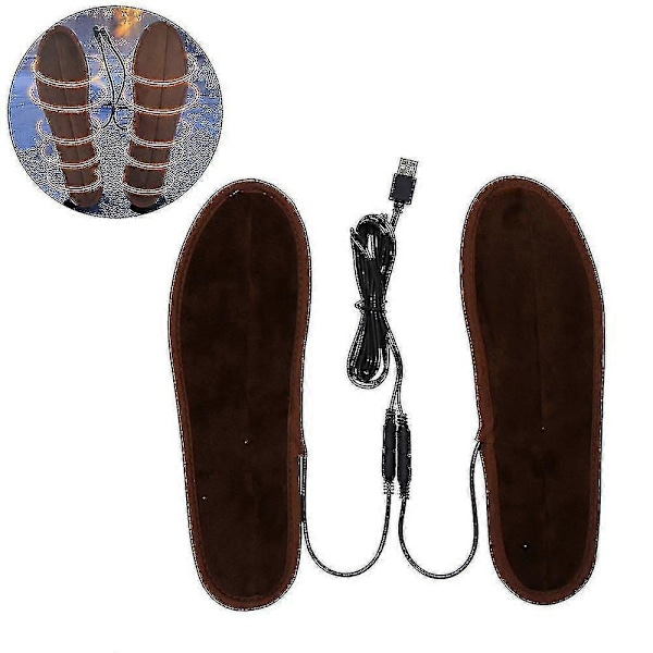 USB-lämmitteiset kenkäpohjalliset, jalkalämmittimet, sukkapöytä, sähköisesti lämmitettävät pohjalliset 35-36(23cm)