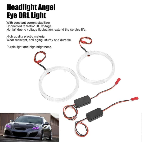 Bil LED Angel Eyes Lysguide 95mm/3.7in Lilla Belysning 9?36V til Forlygter DRL Blinklys