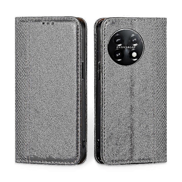 Grid Texture PU-deksel for OnePlus 11 Grey