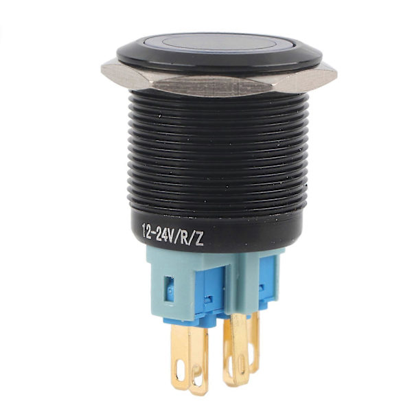 22mm 12V-24V Vattentät Självlåsande Tryckknappsbrytare Vit LED