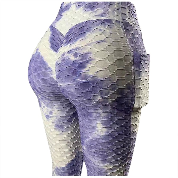 Tflycq Mode Kvinnor Långa Flerfärgade Tajta Hög Midja Elastiska Sport Yoga Byxor Purple L
