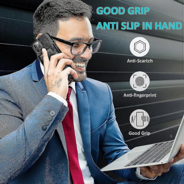 Simpel Business Stil PU Læder Etui Til Iphone 14 Pro Max Med Kortholder Black