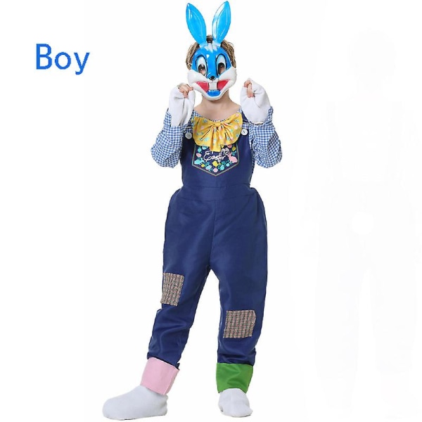 Karneval Halloween Påskhare Maskot Kostym Unisex Förälder Barn Spöklikt Rollspel Cosplay Fancy festklänning Boy S