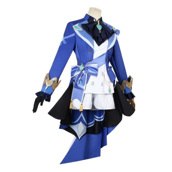 Genshin Impact Fontaine Cosplay Kostym Full Huva Mönster Tyg Focalors Uniform Cosplay Peruk 3 S