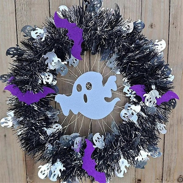 Halloweenkransar för ytterdörr Spindel Slott Spöke Halloween Ytterdörr Krans Gotisk Läskig Girlang Halloween A