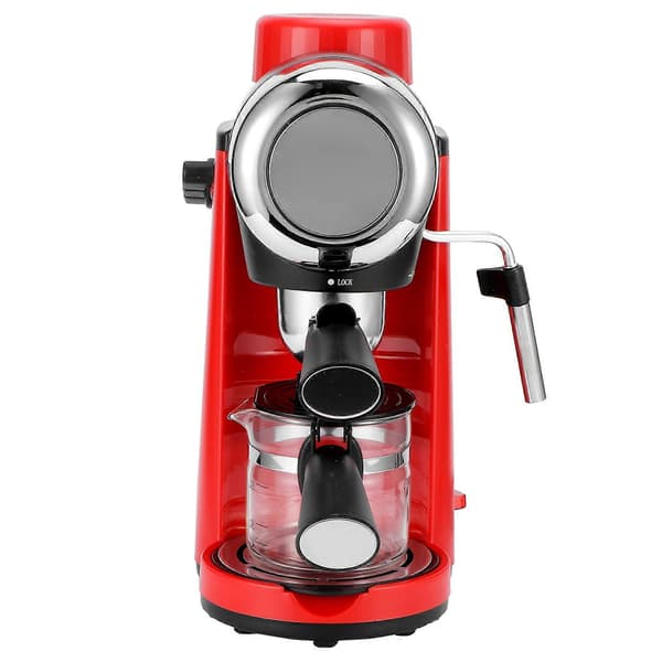 0.24L Kaffebryggare Mini Halvautomatisk 5Bar Pump Mjölkskummare Kaffemaskin Röd