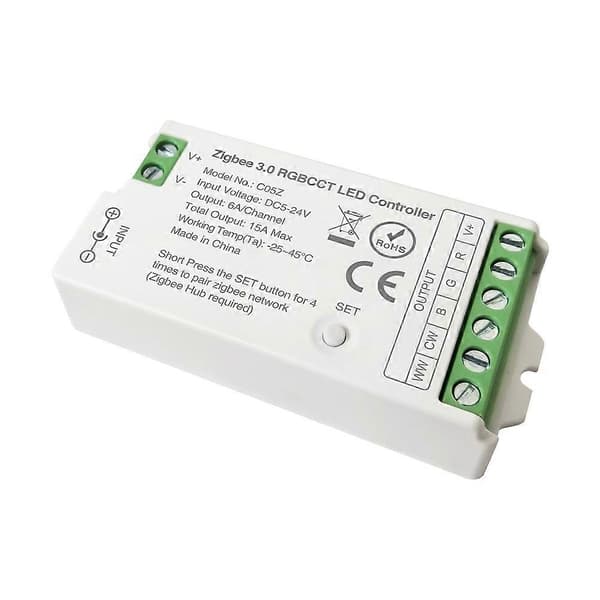 Zigbee 3.0 WiFi LED Kontroller 2.4GHz RGBCCT LED Strip Tuya Gateway Hue Bridge Stemmestyring DC5V-24V