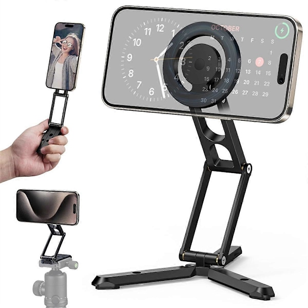 Vikbart Magnetiskt Tripod Telefonstativ Smartphone Skrivbordshållare för 15 14 13 12 Magnetstativ