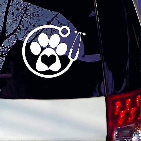 Reflekterende ridsebeskyttelse dyrlæge bilmærkat dekoration til køretøj White