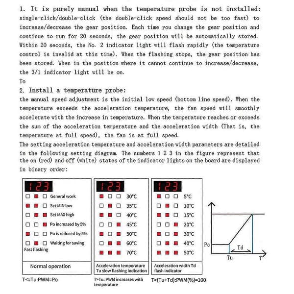Temperaturstyringsmodul Enkelt 12V DC PWM 2-3 Tråds Ventilator Temperaturkontrol Guvernør Computer