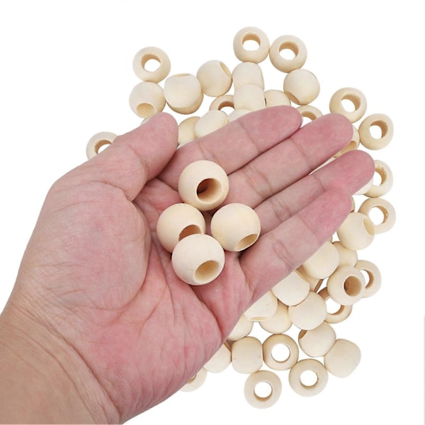 100 st Träpärlor Runt Hål Halsband Kulspacer Dekoration DIY Smyckestillbehör 20mm