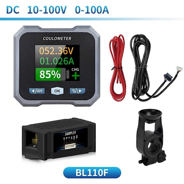 BL110F Coulometri Akkumittari DC10-100V 0-100A Vedenpitävä Akkumittari ja Volttimittari Sähkömönkijälle, B