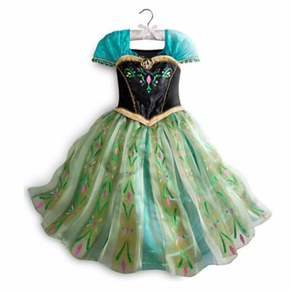 Flickor Festklä upp Frozen Princess Costume Barnrock Kostym 120cm