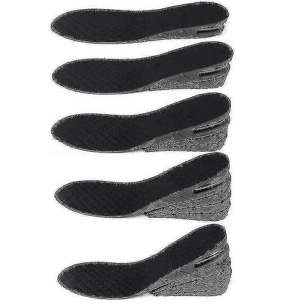 Unisex 3cm 5cm 7cm Eller 9cm Hælhøjde Forhøjelse Sko Indlægssåler (sort) 3 Layer(6cm)