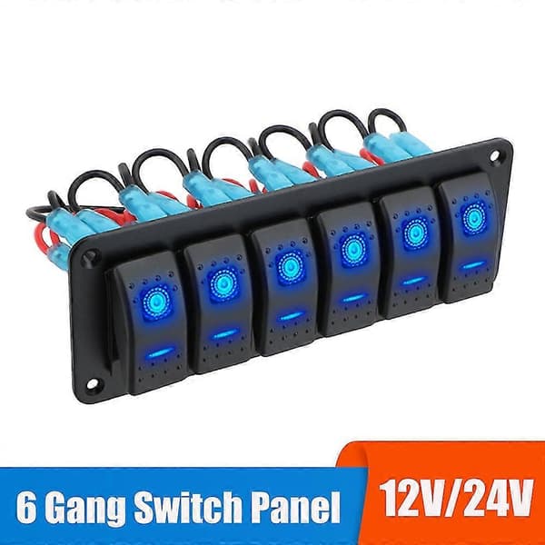 24v 12v Kontaktpanel 6 Knapper Lys Toggle Led Biltilbehør Til Marinebåd Campingvogn Autocamper SUV Trailer Lastbil Køretøjer