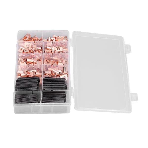 260 st Kabelsko Koppar Ring Terminal AWG 4 6 8 10 12 med Krympslang Set Kit för DIY