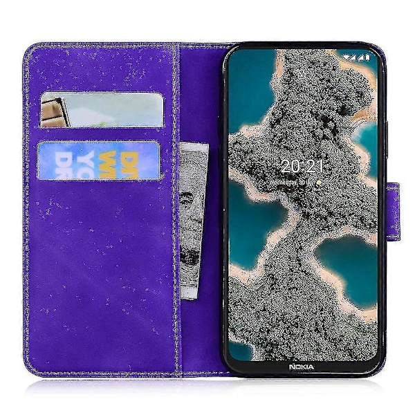 Fodral för Nokia X10/ X20 Fjäril Skydd Premium Läder Magnetisk - Rosa Purple
