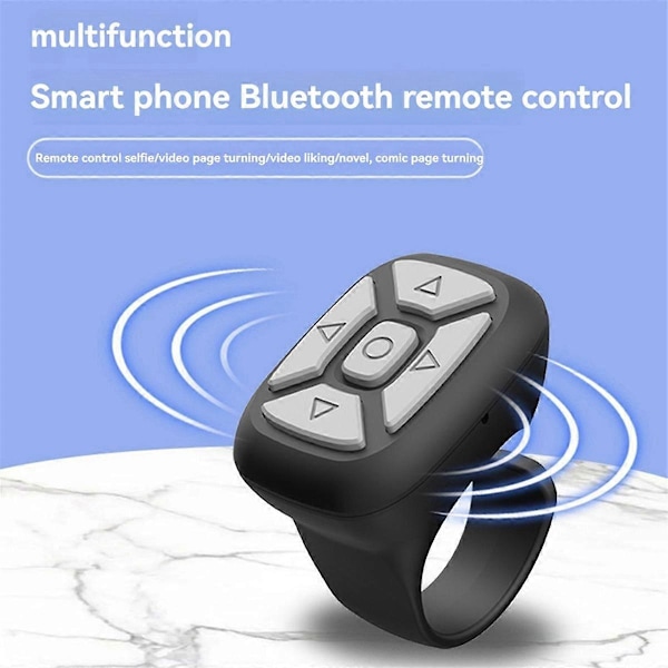 Trådløs Bluetooth Fjernbetjening Mobiltelefon Selfie Controller Ring Mobiltelefon Fjernbetjening Sort
