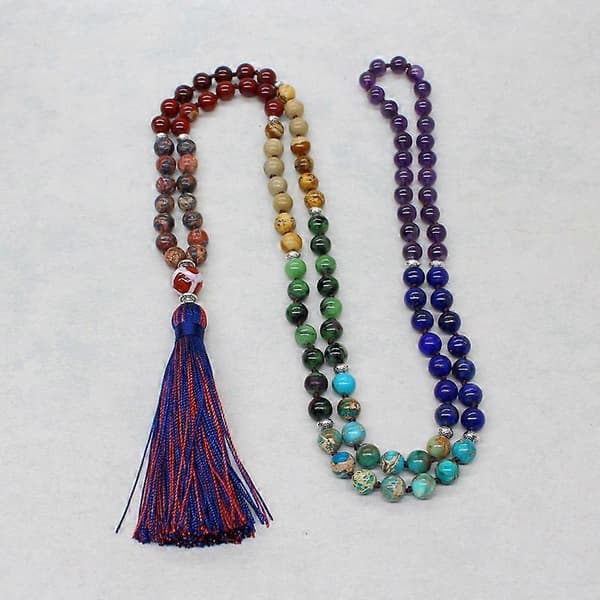 Halsband 8mm Buddhistiska Tibetanska Bönepärlor Halsband Med Regnbåge