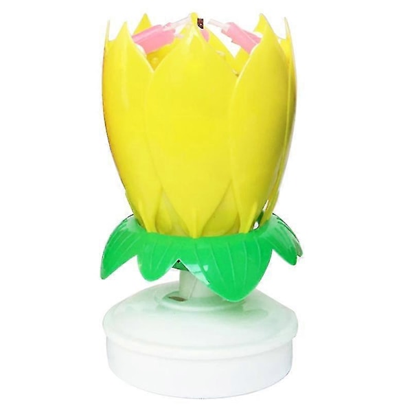 Vacker Blomma Lotusblomma Ljus Musik Ljus Roterande Musikaliskt Ljus Yellow