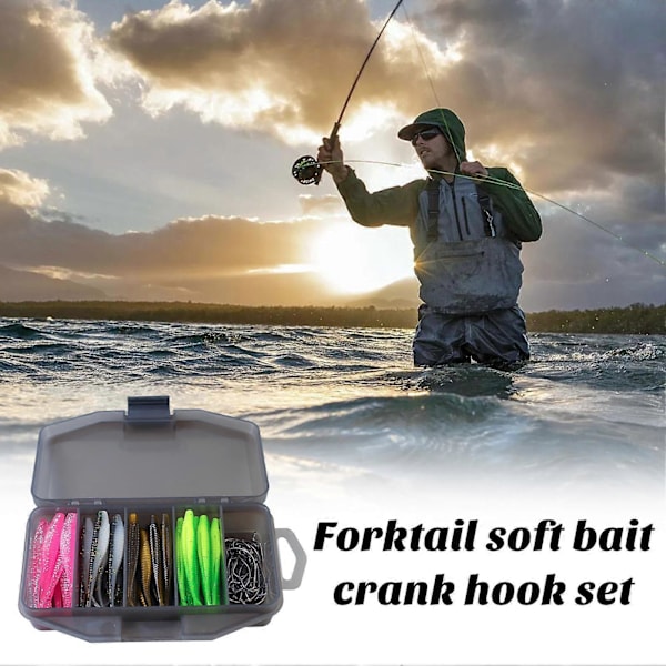 1 Set Mjukt Fiske Bete med Krok Mjuk Flexibel Swing Saltvatten Sötvatten Beten Fiske Utrustningslåda Kit