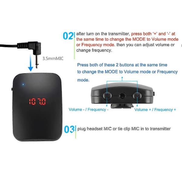 Trådløs mikrofon FM-radiosender headset krage Tour Guide Clip-On MIC