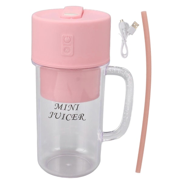 Mini Juicekopp Bærbar Oppladbar Blender Juicer Multifunksjonell Stor Kapasitet Blenderkopp for Studenter Husholdning Rosa