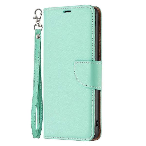 För Xiaomi Redmi Note 13 Pro 5G Mobilskal Enfärgad PU Läder Ställ Visningsfodral Litchi Textur Green