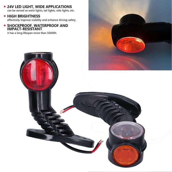 2 stk 24V LED Baklys Retro Stil Sidelys Vanntett Høy Lysstyrke for Tilhenger Lastebil