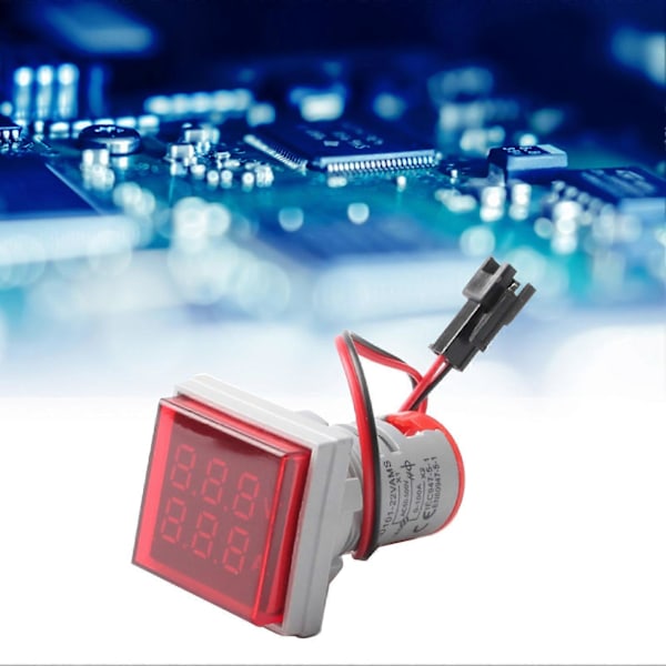Spenning Amperemeter Digitalt Multimeter Lite Firkantet Strøm Voltmeter LED Lys AC50?500V 0?100A 22mm Rød
