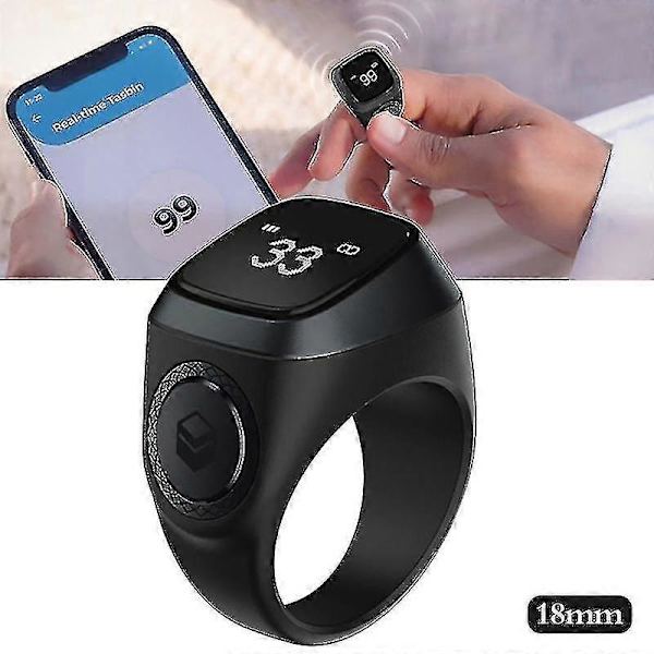 Smart Tasbih Tellerring for Muslimer Zikr Digital Tasbeeh 5 Bønnetidspåminnelse Bluetooth