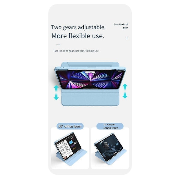 360° Roterande Tablet Fodral Akryl Anti-Böj Skyddsfodral för 12.9 Tum (2018/2020/2021/2022) Skyddsfodral