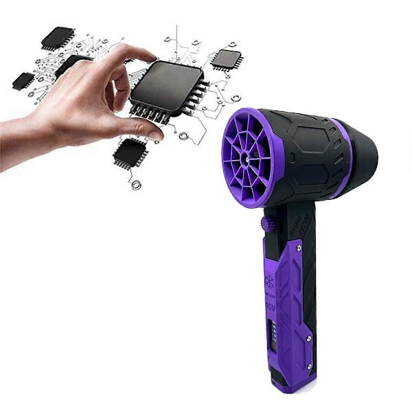 Turbo Jet Fan Bil Voldsom Blæser 64mm Børsteløs Motor 8000mAh Trykkraft 1000G Industriel Kanalventilator Bilrenser, Sort-Lilla