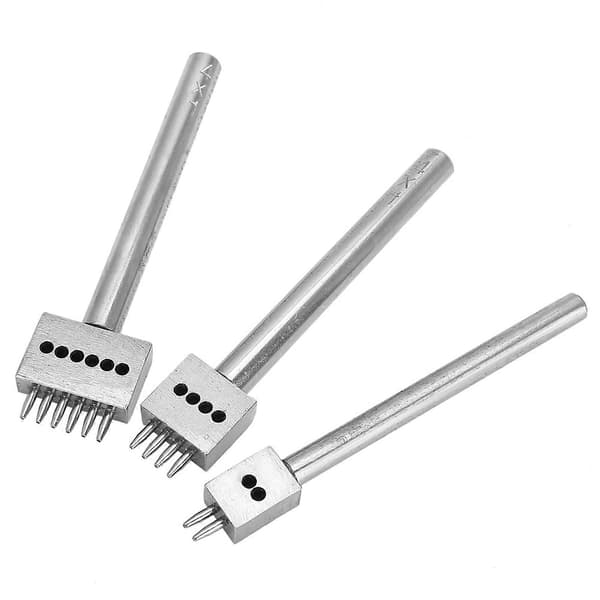 3 stk. Afstandsstans Værktøj DIY Læderhåndværk Hulstans Sæt Bæltehulstanse (4mm2+4+6)