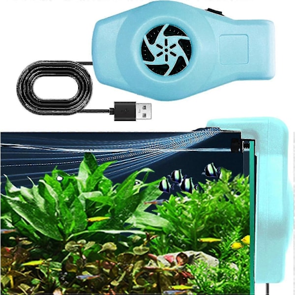 Akvariekøler, fisketank køleventilatorsystem lavt støjniveau køleventilator akvarium mini akvariekøler Blue