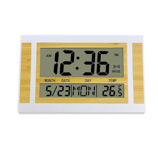 Digital Väggklocka LCD Nummer Tid Temperatur Kalender Alarm White