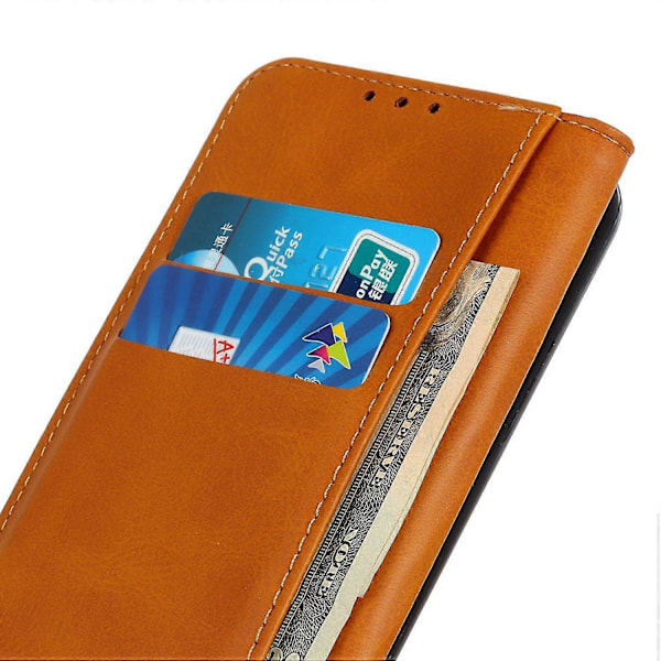 Til Xiaomi Redmi 13c Etui Split Læder Magnetisk Auto-absorberende Telefoncover Brown