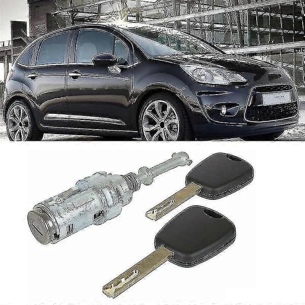 Citroen C2 C3 2002-2010 Vänster Framdörr Låscylinder Med 2 Nycklar-