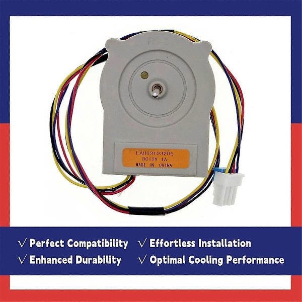 EAU63103205 Kondensorfläktmotor för Kylskåp Ersätter 73132 73133 LFXS24623B DC 12V 4-Pin Fläktmotor