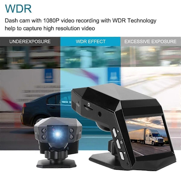 Bil Dash Videobandspelare Backspegelmonitor DashCam 2-tums Skärm 1080P Vidvinkel (A)