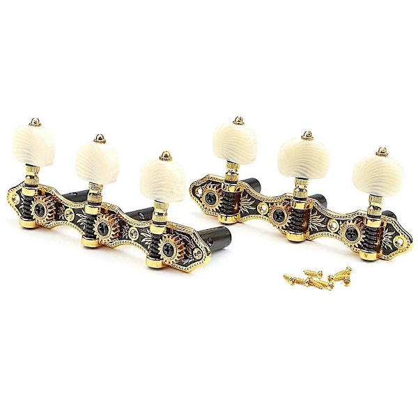 2st Gitarrsträngstämmare Klassisk Gitarr 3 Set med Strängstämskruvar 3Vänster 3Höger Gitarrknoppar Ersättning