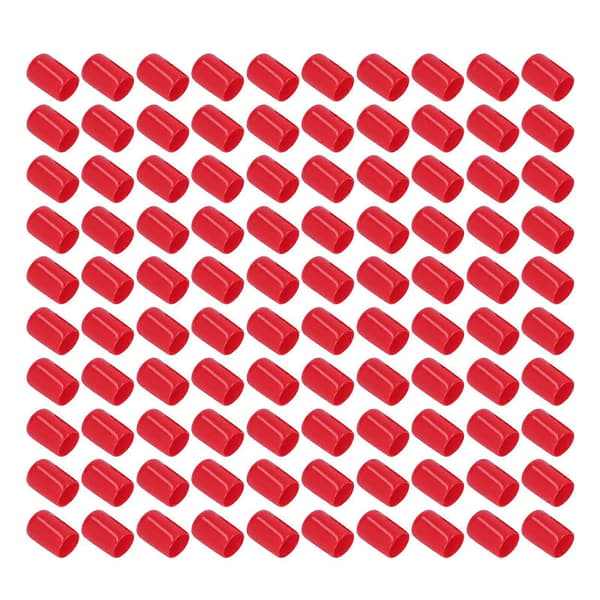 100 st Ändskydd PVC Runda Flexibla Flamskyddande Skruvskydd Röd 12mm