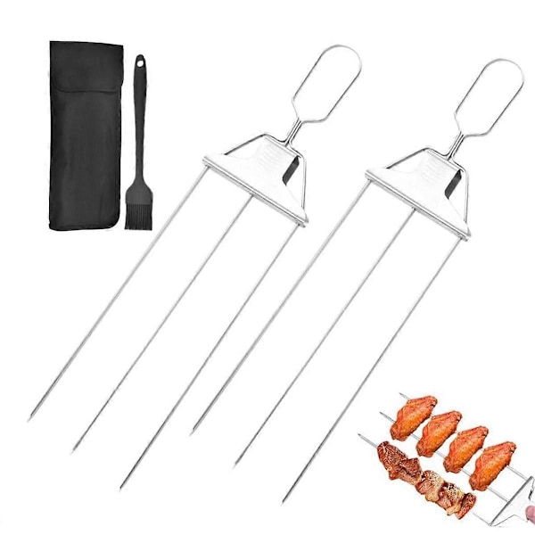 Tre-Grillgaffel Semi-Automatisk Grillgaffel Husholdningsgrill Grillnål Kebab